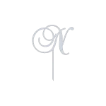 This elegant cake topper features a swirl script 'N' design, expertly laser-cut for precision and style. Made from durable aluminum with a natural finish, it's perfect for weddings, birthdays, and other special occasions. Measuring 8.0 inches wide by 11.0 inches high, it adds a sophisticated touch to any cake.